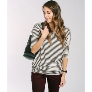 Agnes & Dora Oatmeal & Black Ribbed Stripes Dolman